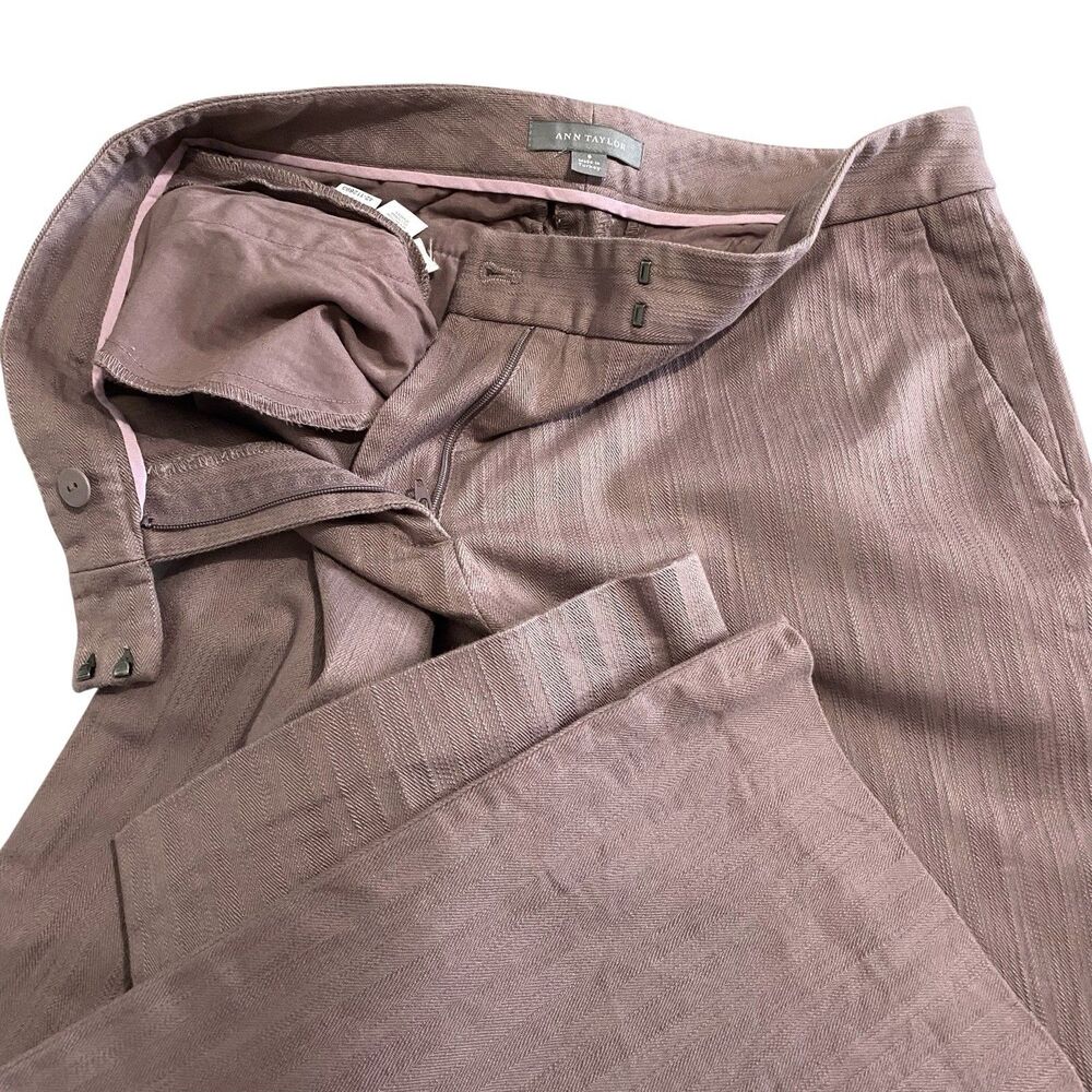 Ann Taylor Bootcut Pants Womens 8 Mauve Pink Stretch Textured Slash Pockets - Picture 4 of 8